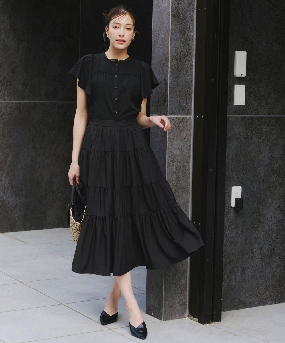 Tiaclasse 【洗える】ティアードフレアスカート 