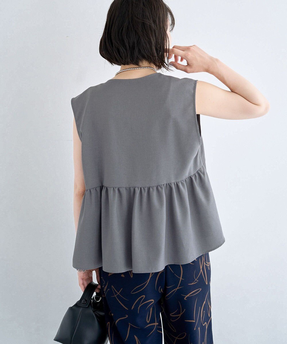 Green Parks 麻調ペプラムｚｉｐベスト 