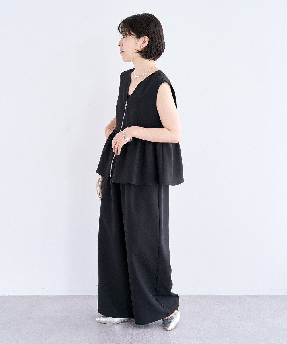 Green Parks 麻調ペプラムｚｉｐベスト 