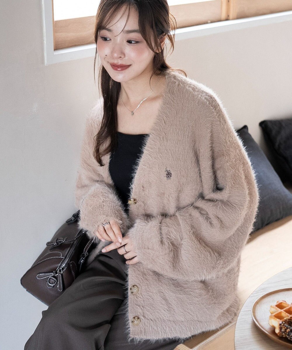 WEGO 【25年秋冬新作/WEB限定】別注USPOLOシャギーニットカーデ 