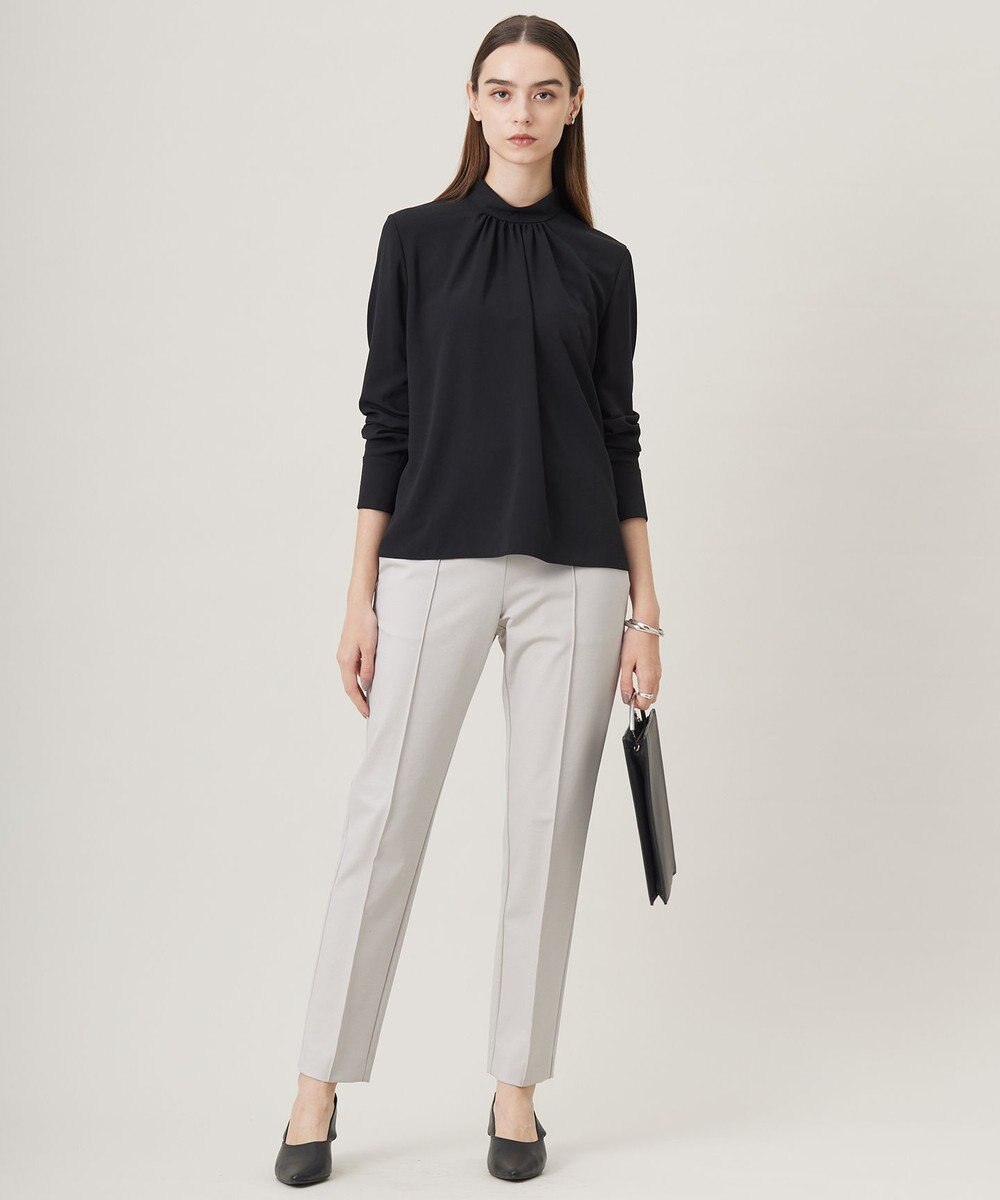 ICB 【洗える】ストレッチジョーゼット ハイネックブラウス 