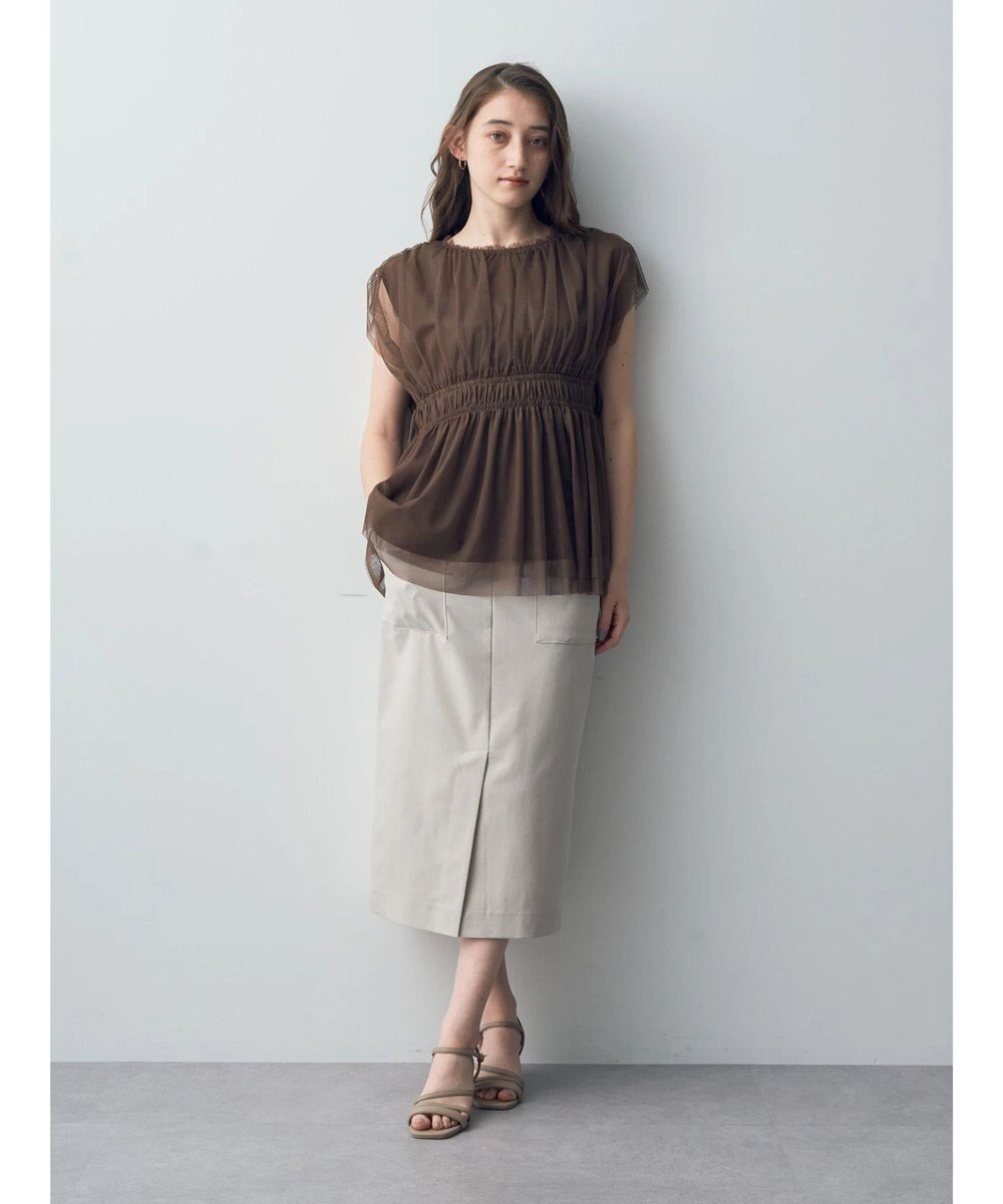 YECCA VECCA チュールギャザーブラウス 