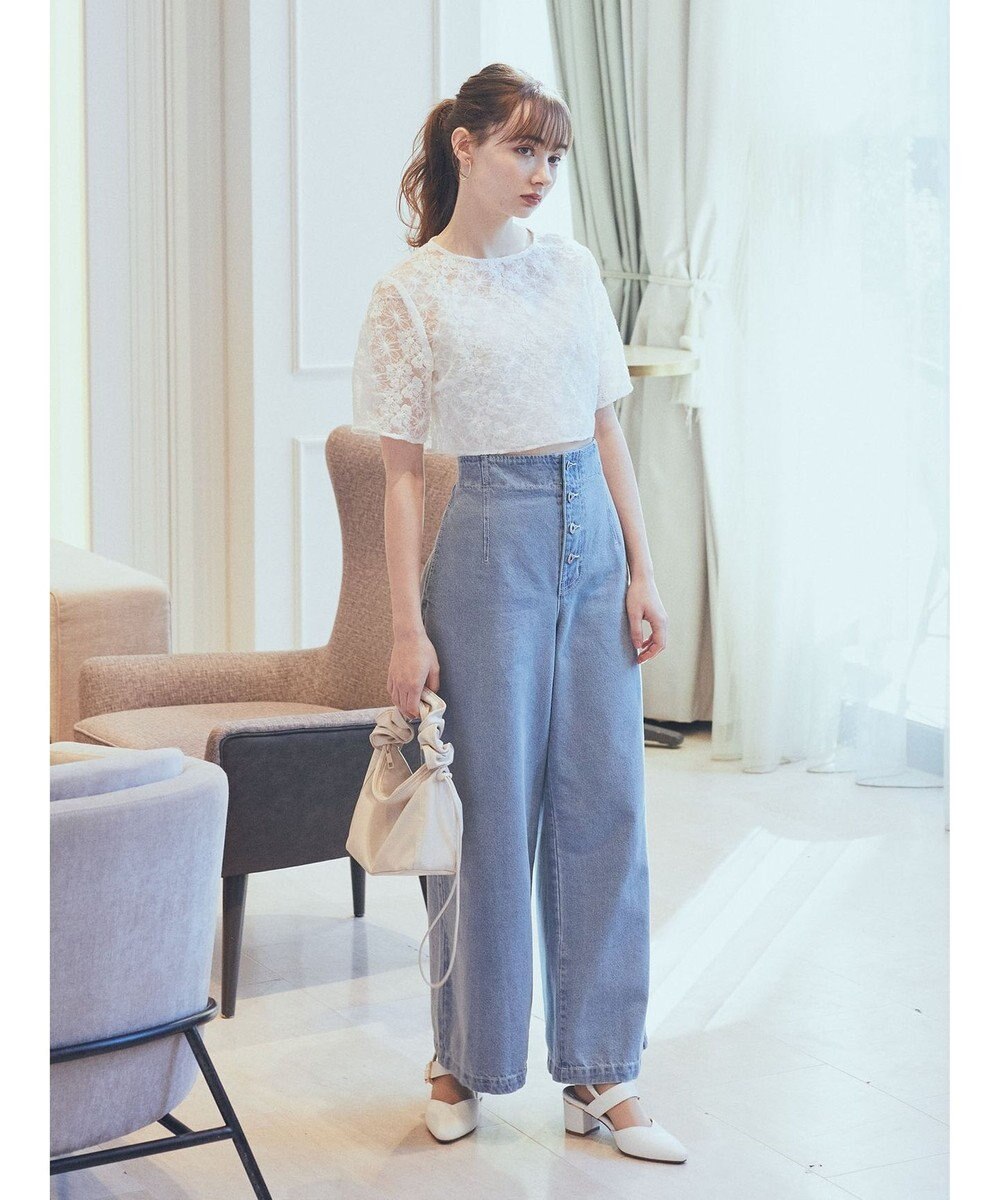 earth music&ecology ＳＥＴ２点　オーガンジー刺繍＋プリーツワンピース 