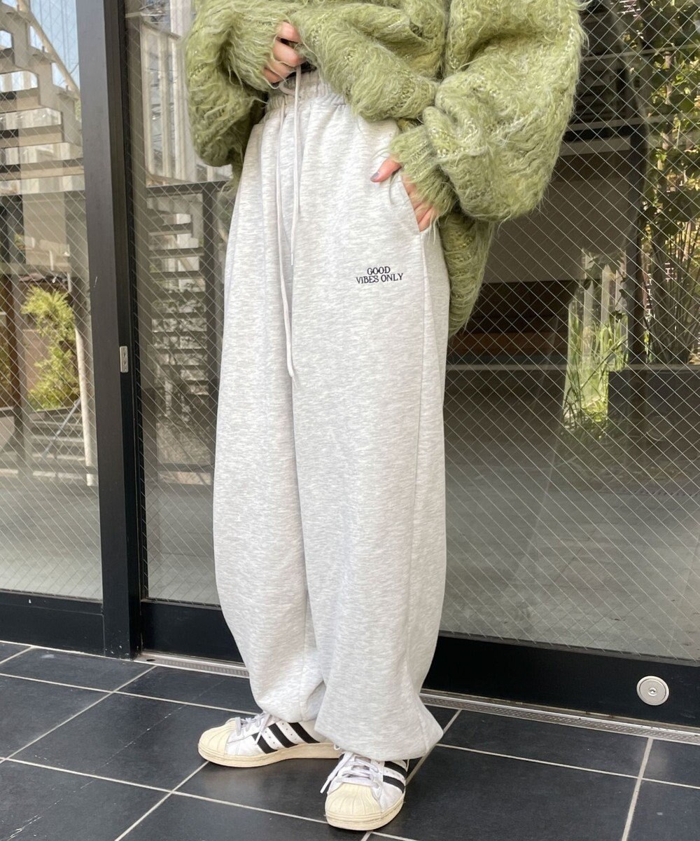 WEGO 裏起毛ロゴ刺繍スウェットパンツ 