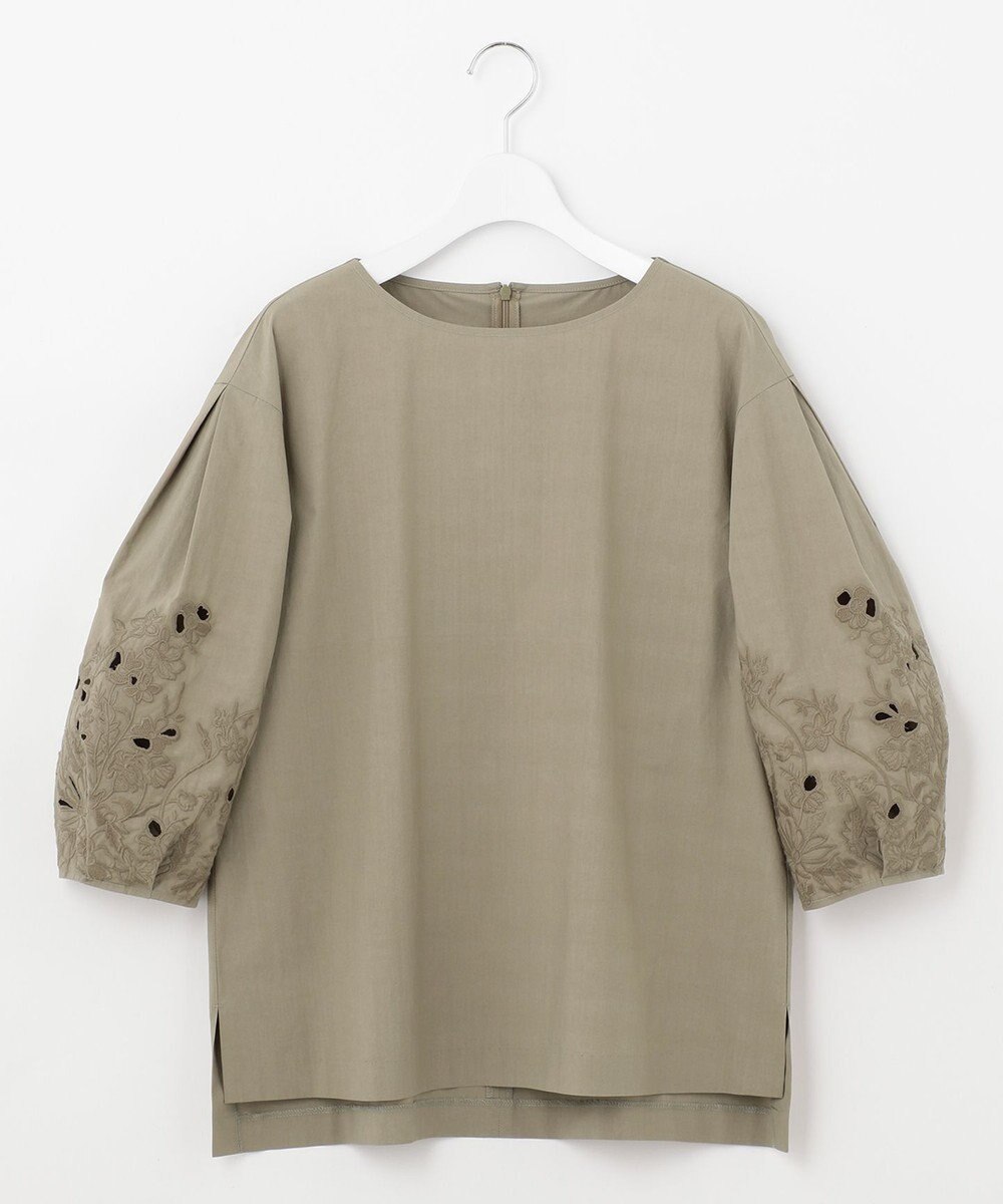自由区 【洗える】エンブロイダリー プルオーバーブラウス 