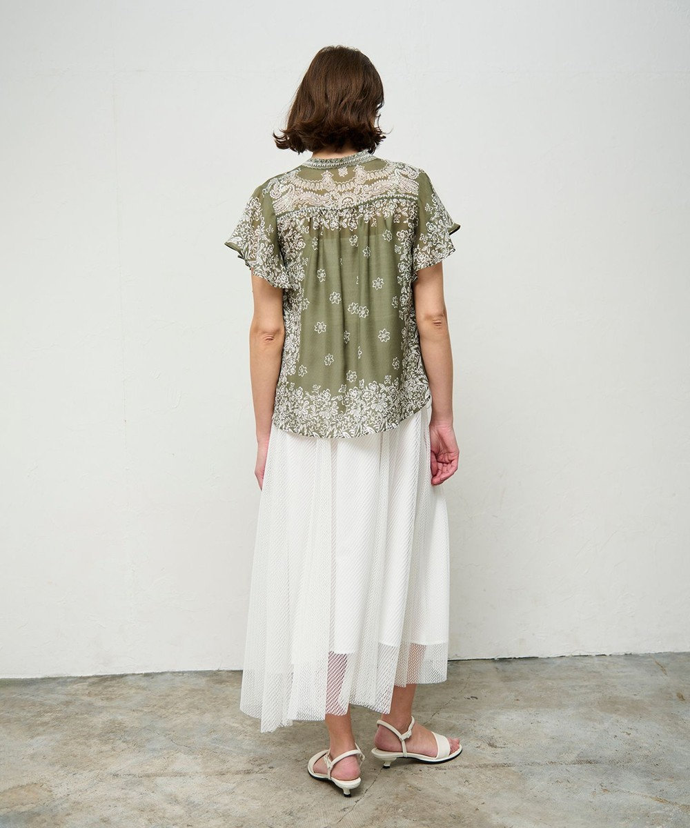 GRACE CONTINENTAL バンダナフレアスリーブブラウス 