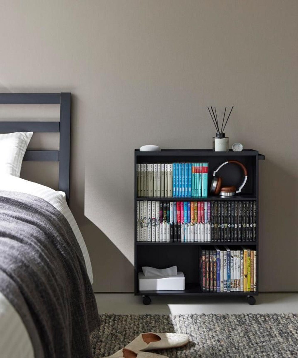 tower ハンドル付き隠せるコミックラック タワー ブラック 