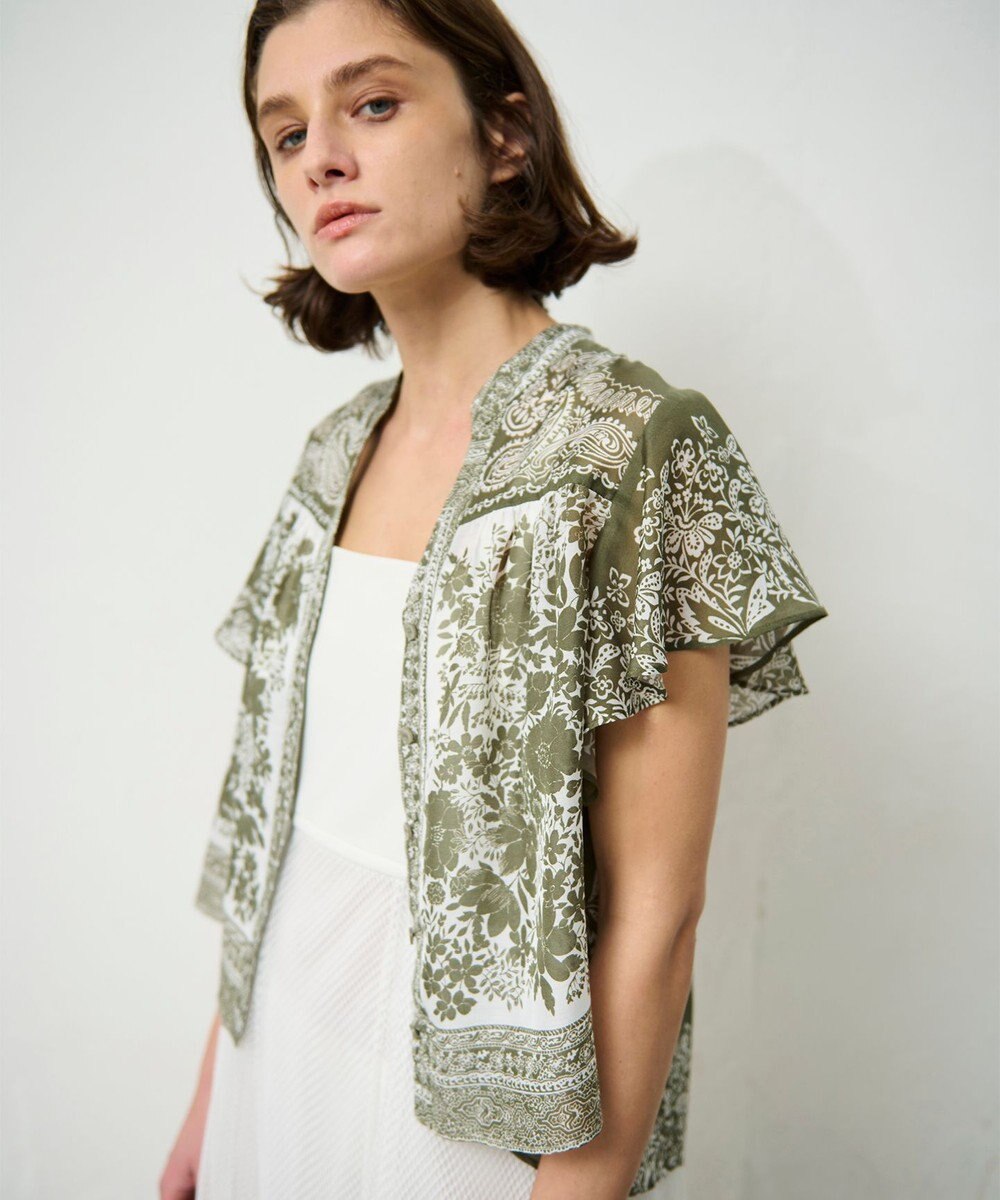 GRACE CONTINENTAL バンダナフレアスリーブブラウス 