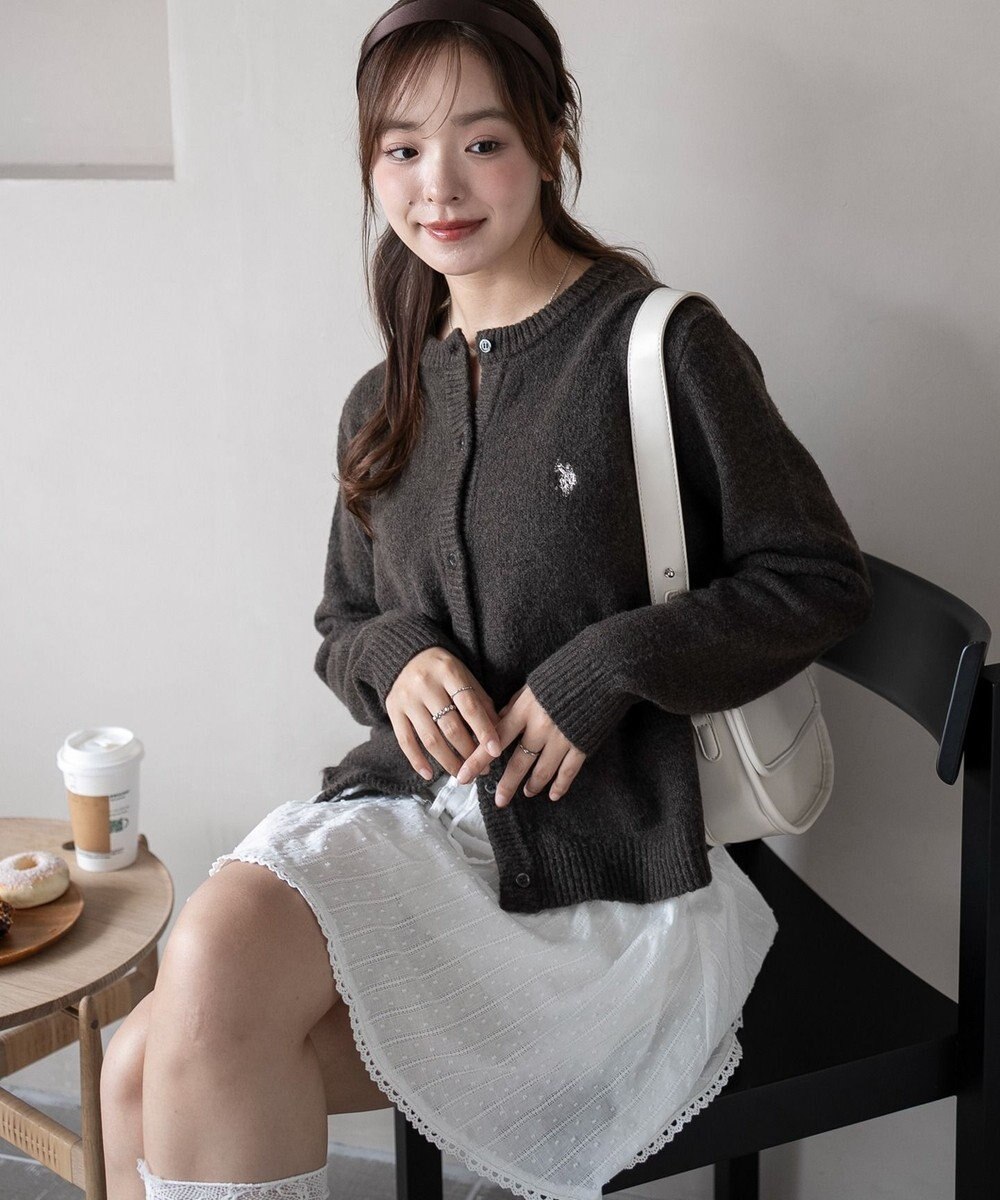 WEGO 【WEB限定/25年秋冬新作】別注USPOLO微起毛カーデ 