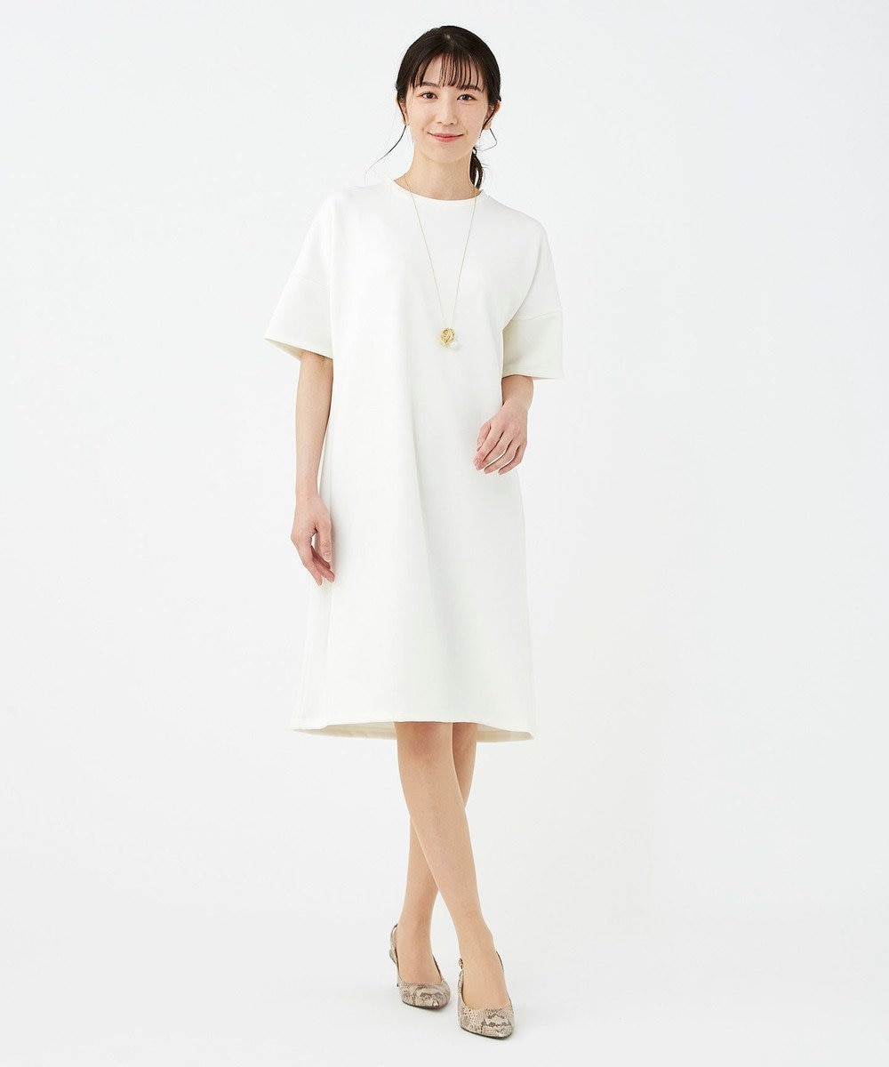 KASHIYAMA 【抗菌繊維】スタイリッシュジャージー オーバーサイズドレス ホワイト