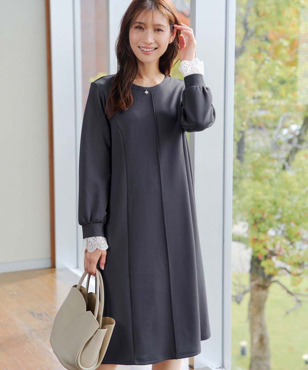 Tiaclasse コットンレースドッキングカットソーワンピース 