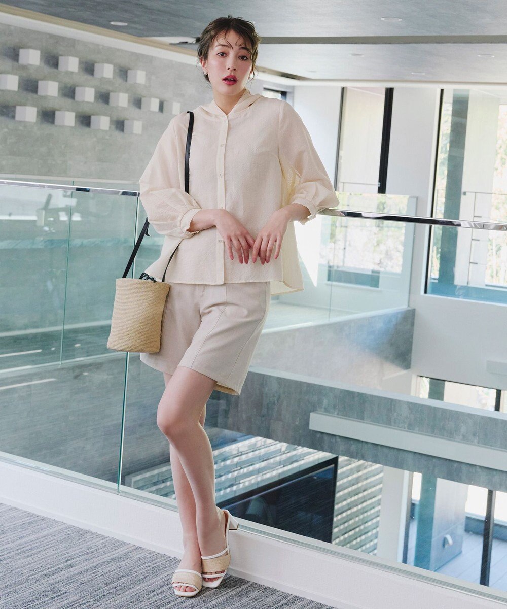 Tiaclasse L 【洗える】シアーパーカーカーディガン 