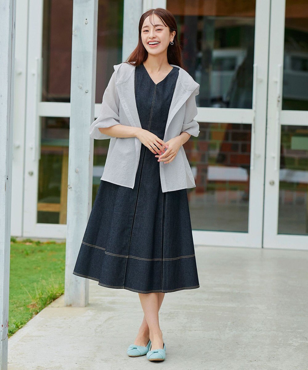 Tiaclasse L 【洗える】シアーパーカーカーディガン 