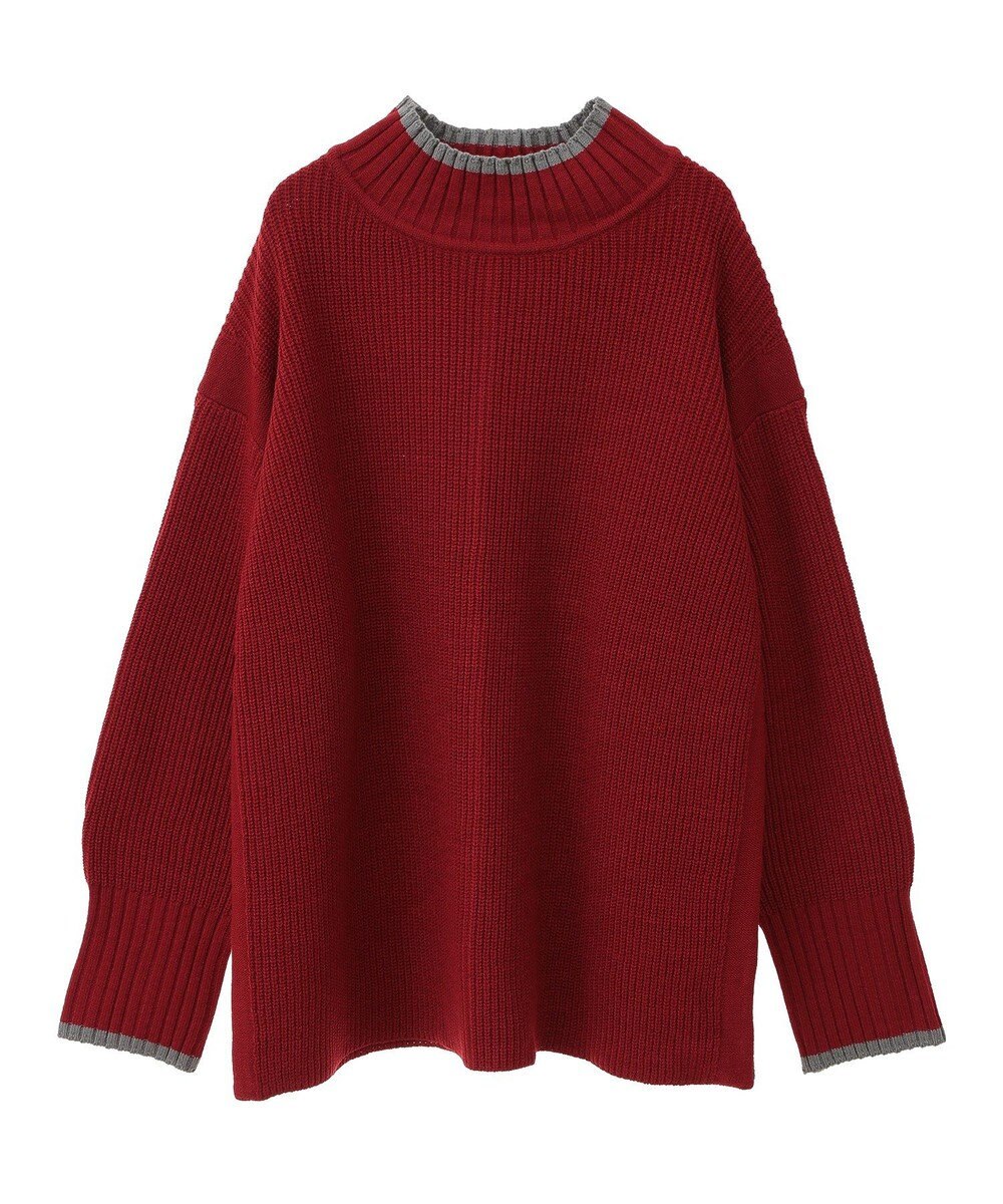 earth music&ecology ライン入りハイネックニットチュニック 