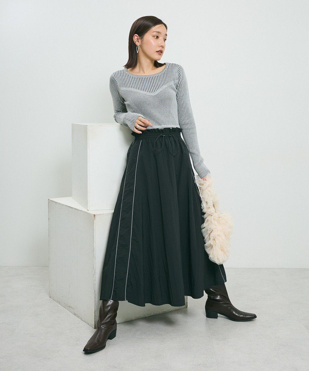 Green Parks ナイロンラインフレアスカート 