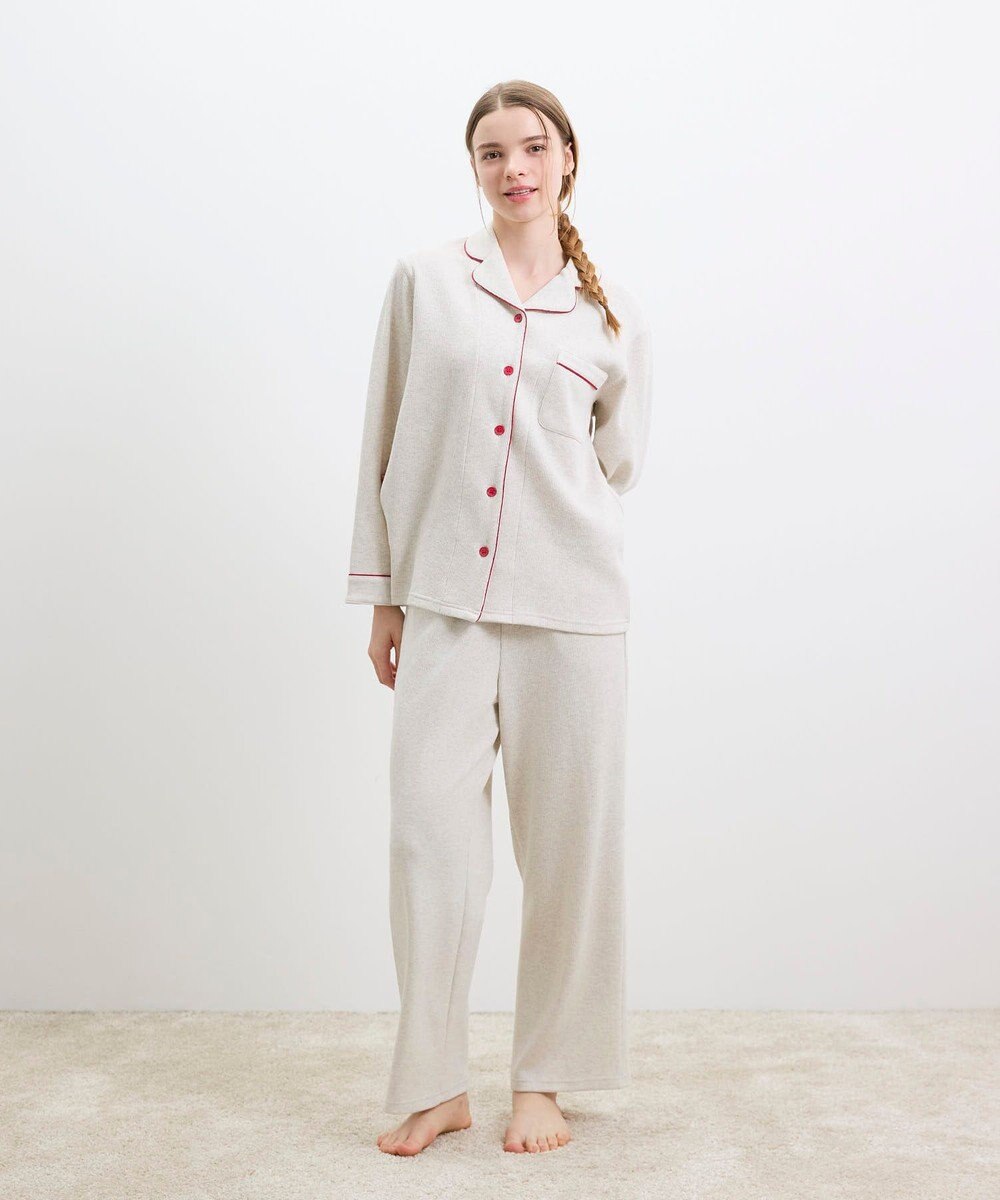 une nana cool 【綿混】ソフトコットンリブ 長袖開襟パジャマ MADE WITH LIBERTY FABRIC 