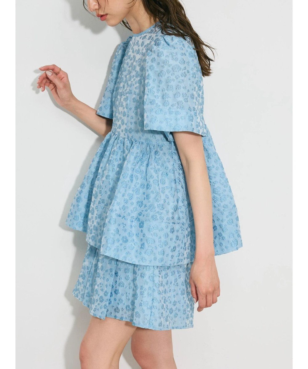 Green Parks パフスリーブジャガードペプラムブラウス 