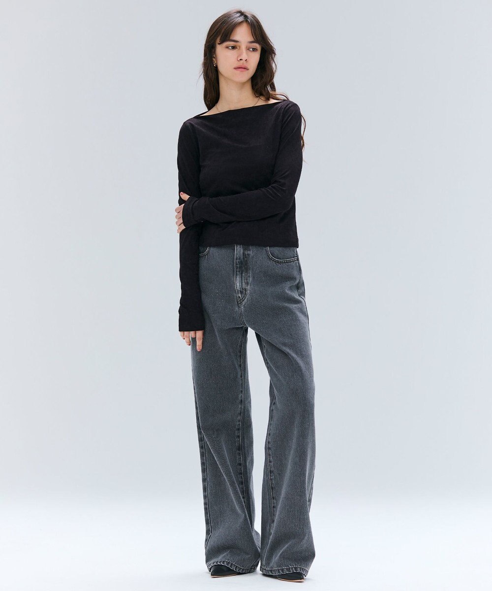 BEIGE， 【洗える・BAILA掲載】BUTLER / ストレッチベロアボートネックカットソー 