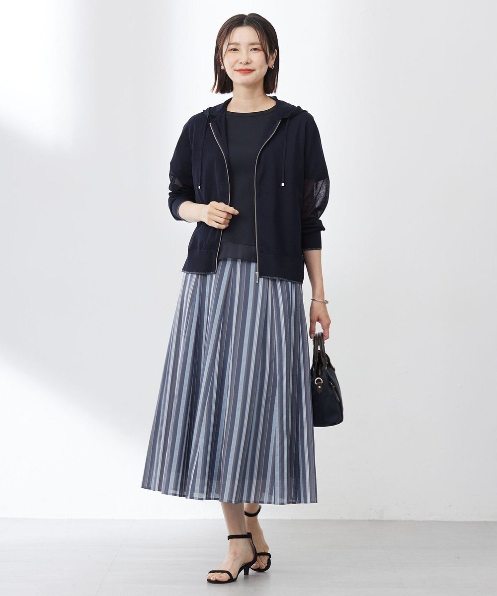 J.PRESS LADIES 【WEB限定カラーあり・洗える】SHEER LIGHT KNIT ラメ パーカー 