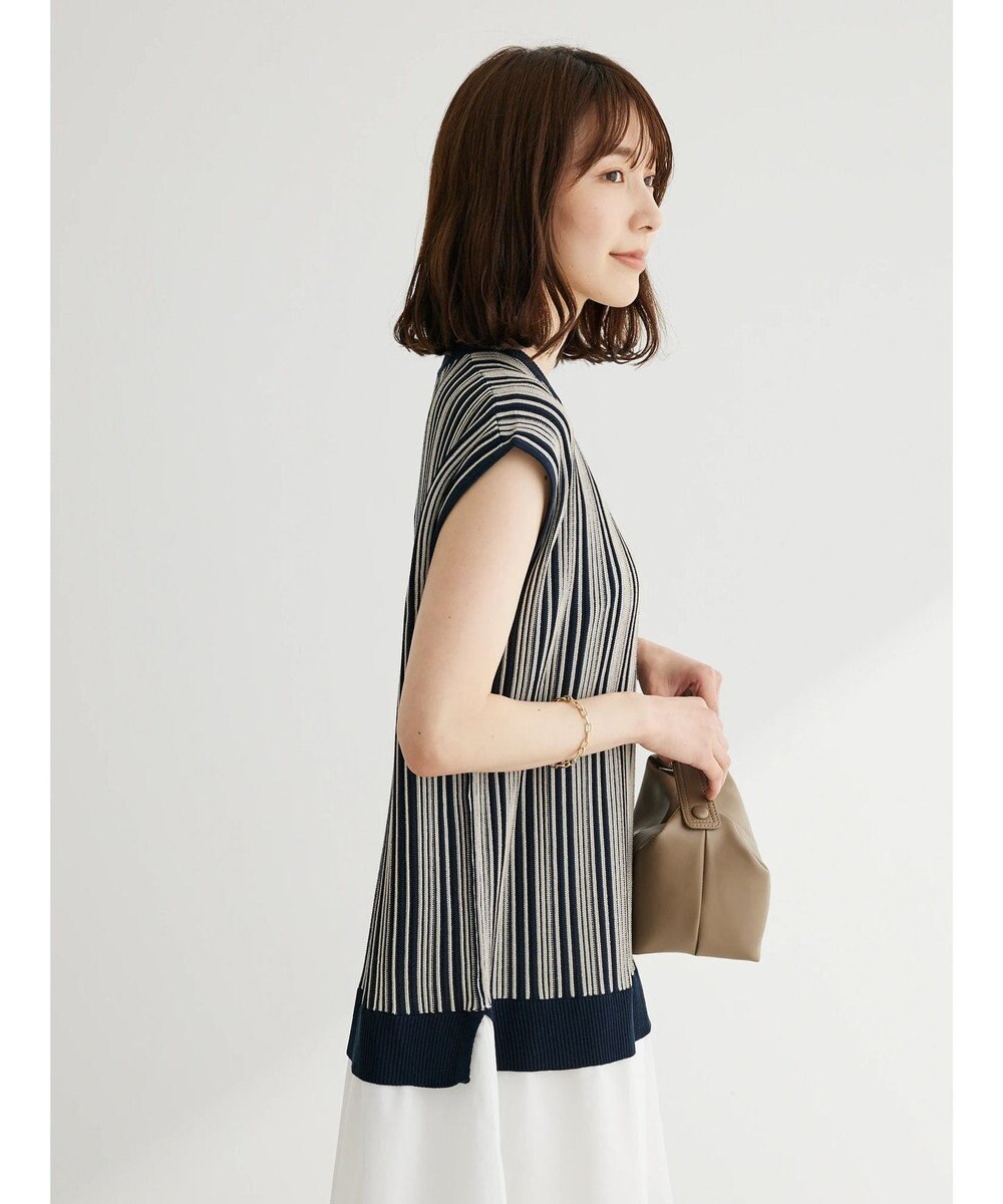 Green Parks ストライプ柄ニットドッキングワンピース 