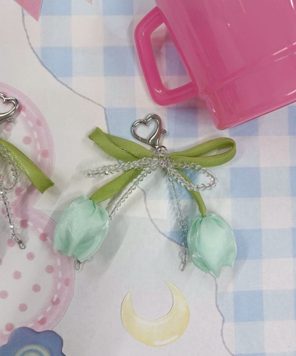 WEGO チューリップリボンビーズキーホルダー 