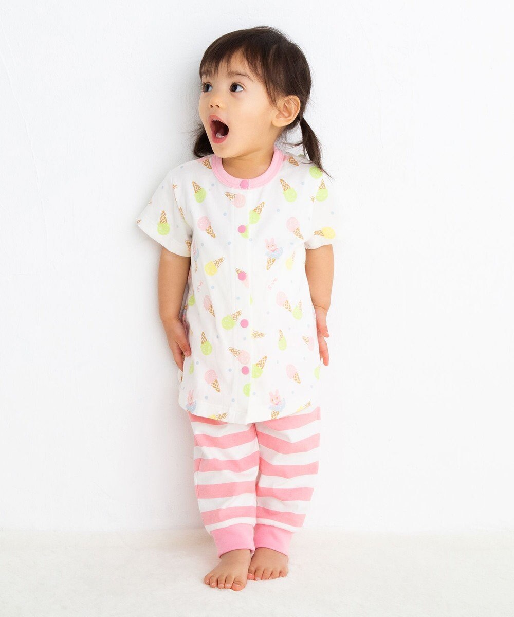 MIKI HOUSE HOT BISCUITS アイス柄 腹巻付き半袖パジャマ 