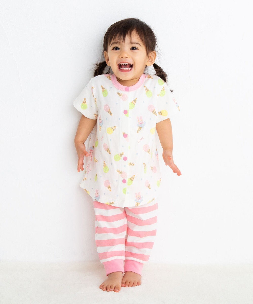 アイス柄 腹巻付き半袖パジャマ, ピンク, 80cm