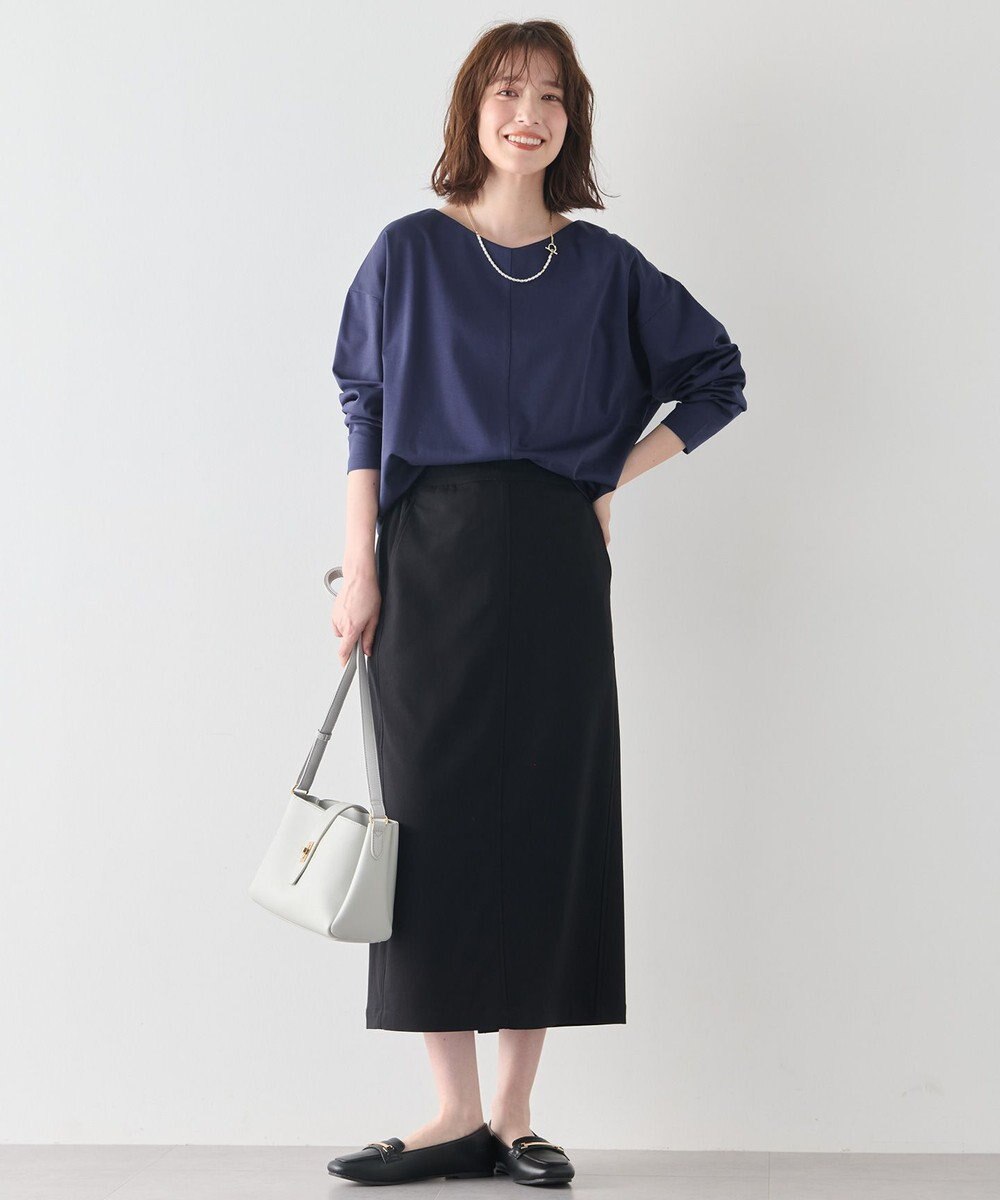 ANY 【洗濯機可】ジョーゼット裏起毛Vネックプルオーバー 