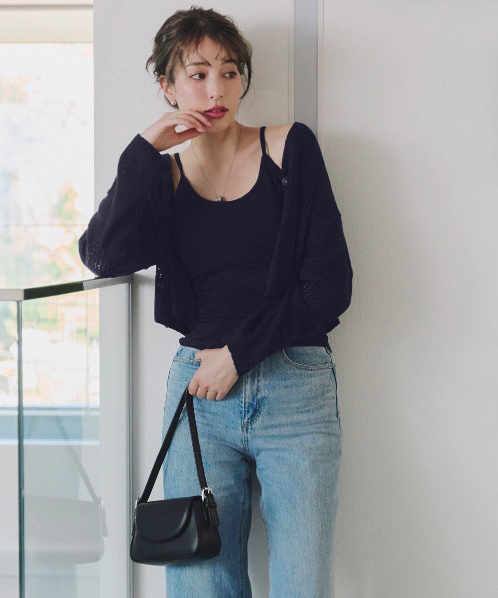 Tiaclasse 【洗える】クロシェニットカーディガン カーディガン 