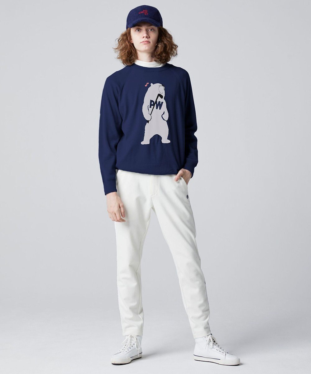 PW CIRCULUS 【MEN】【洗える】ベアスタンドモチーフ ラグランスリーブ クルーネック ニット 