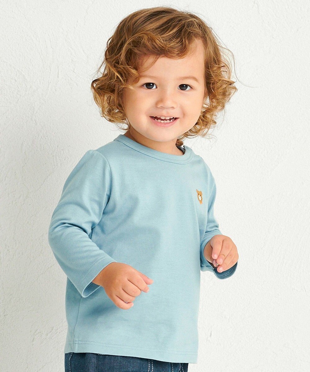 MIKI HOUSE HOT BISCUITS 【70-120cm】【Everyday Series】ワンポイント 長袖Tシャツ 