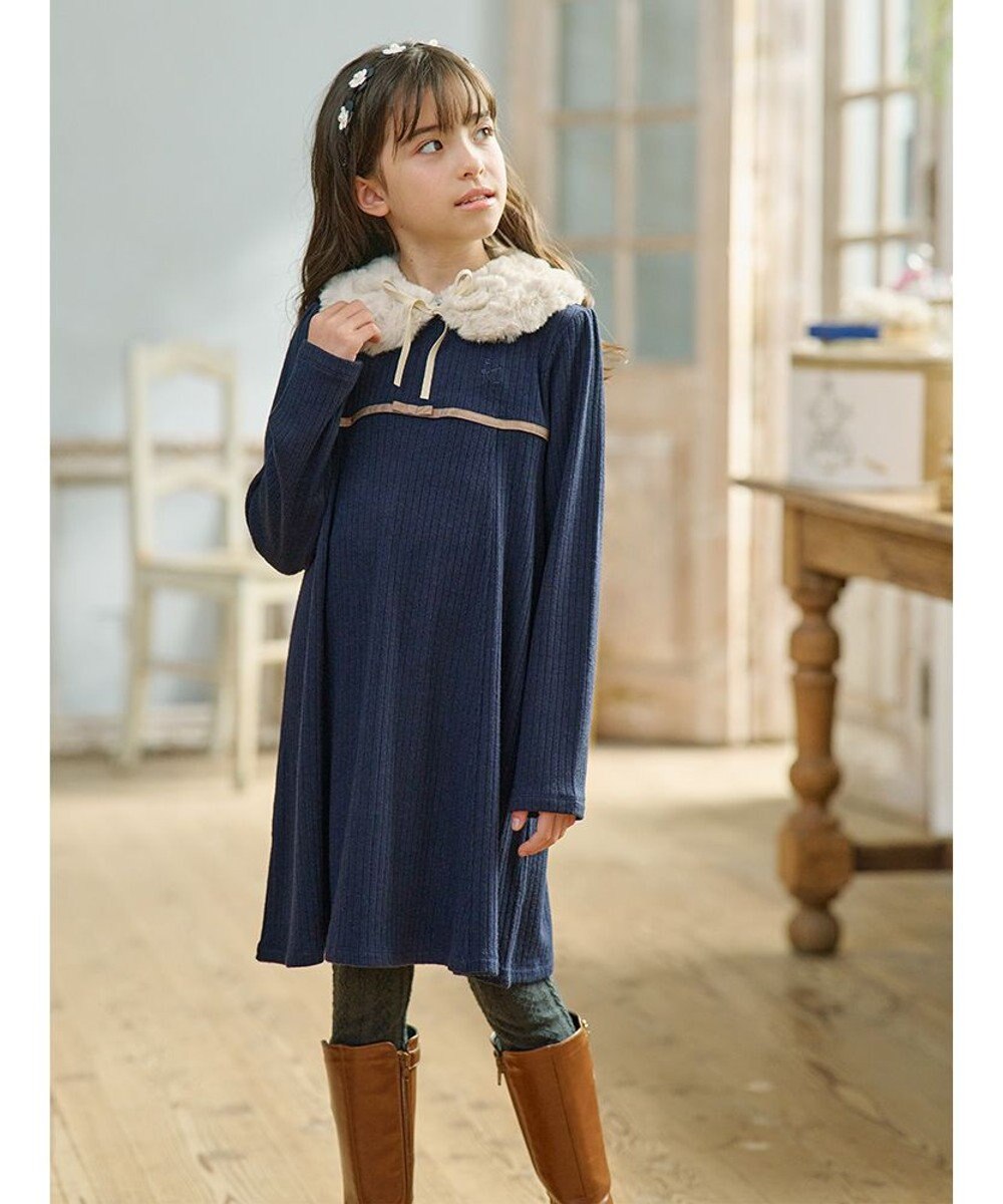 組曲 KIDS 【110-140㎝】バイカラーニットソー ワンピース 