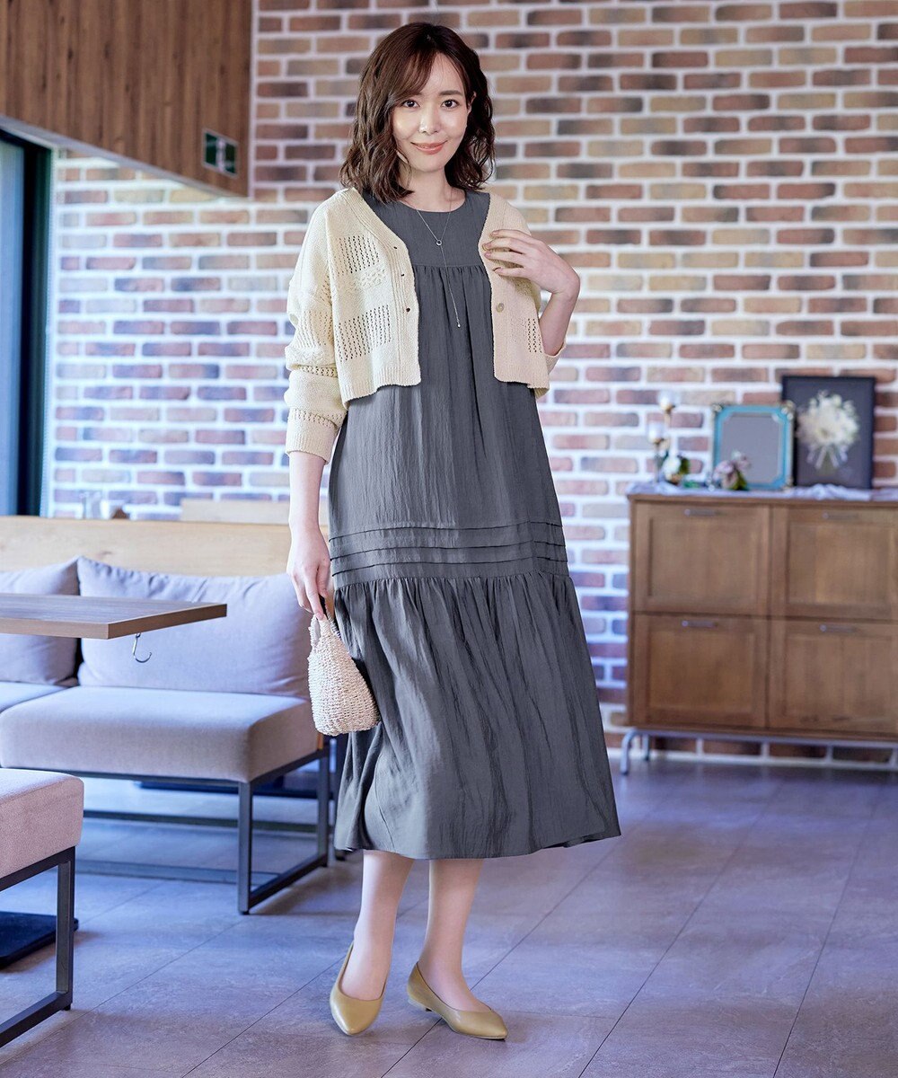 Tiaclasse 【洗える】クロシェニットカーディガン カーディガン 