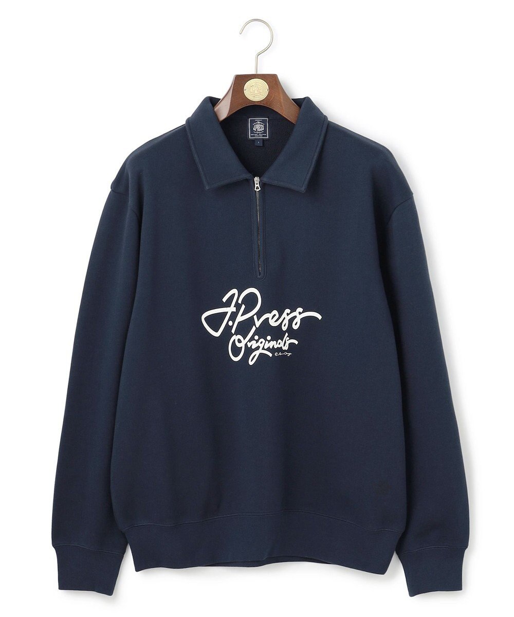 J.PRESS MEN 【J.PRESS ORIGINALS】【UNISEX】French Terry Vintage Logo Sweat Zip-Shirts 