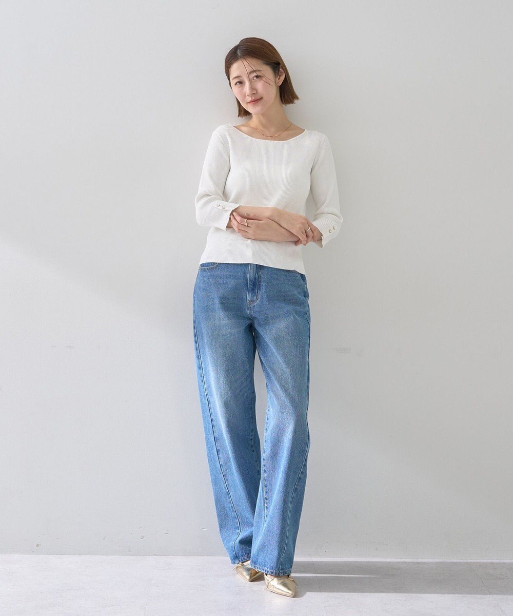 YECCA VECCA 袖釦7分袖リブニット 