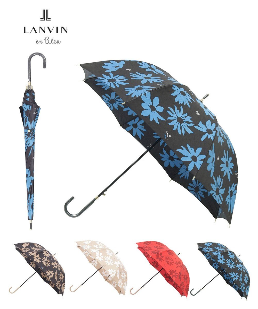 MOONBAT 【耐風】ランバン オン ブルー (LANVIN en Blue) 長傘 サテン ビッグフラワー 