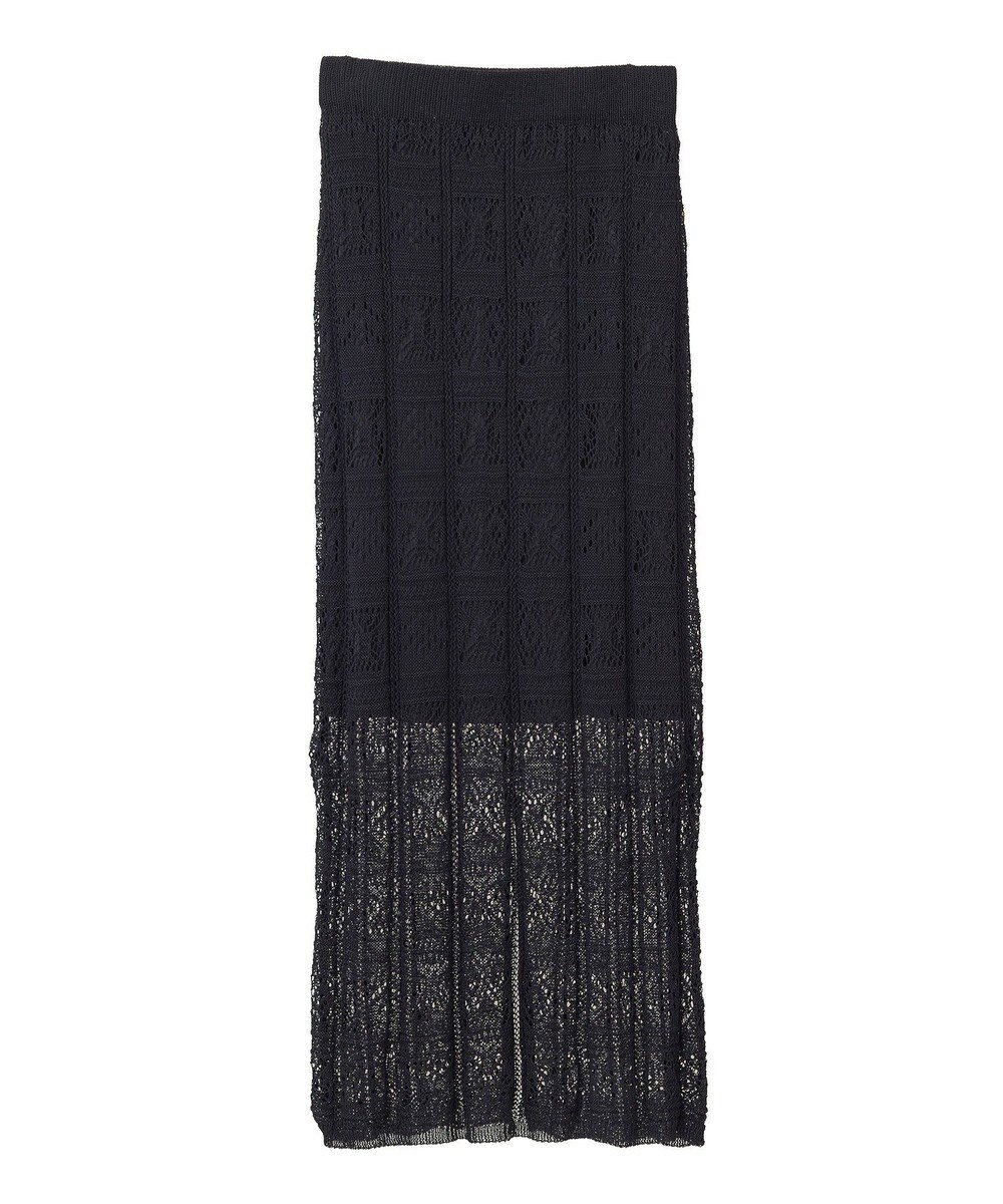 Green Parks 透かし柄ニットレースＩラインスカート 