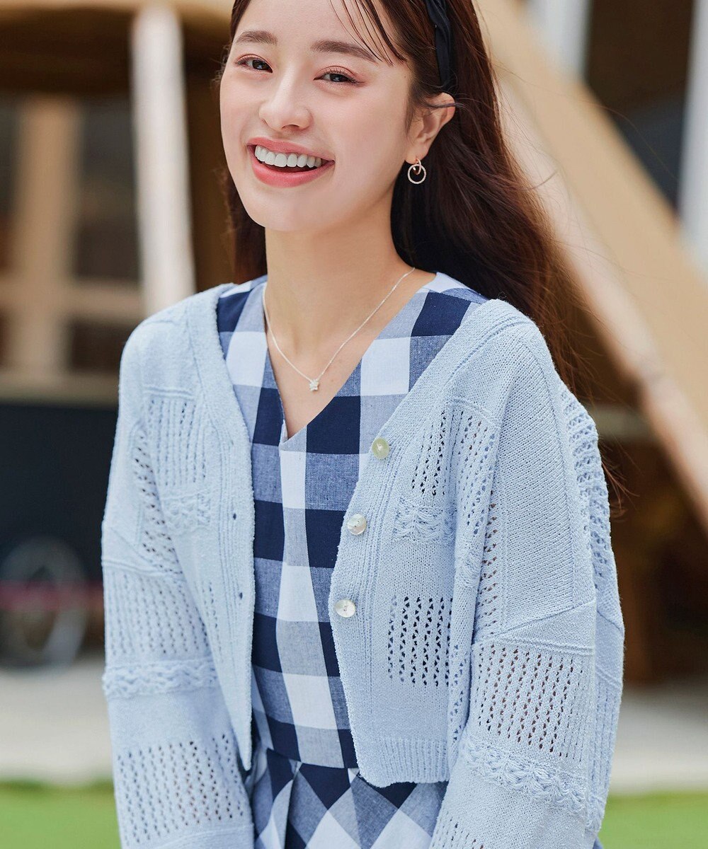 Tiaclasse 【洗える】クロシェニットカーディガン カーディガン 