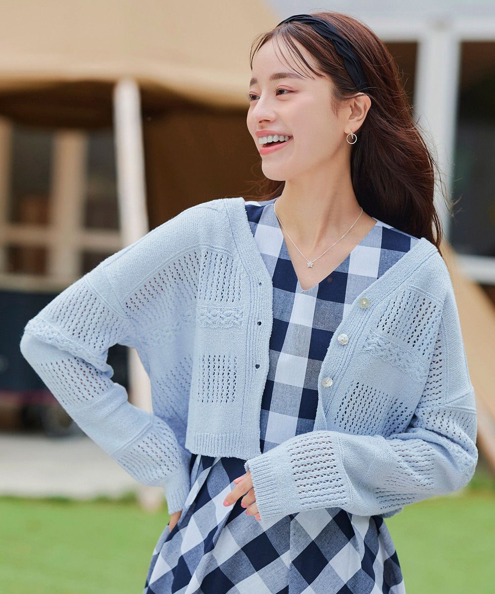 Tiaclasse 【洗える】クロシェニットカーディガン カーディガン 