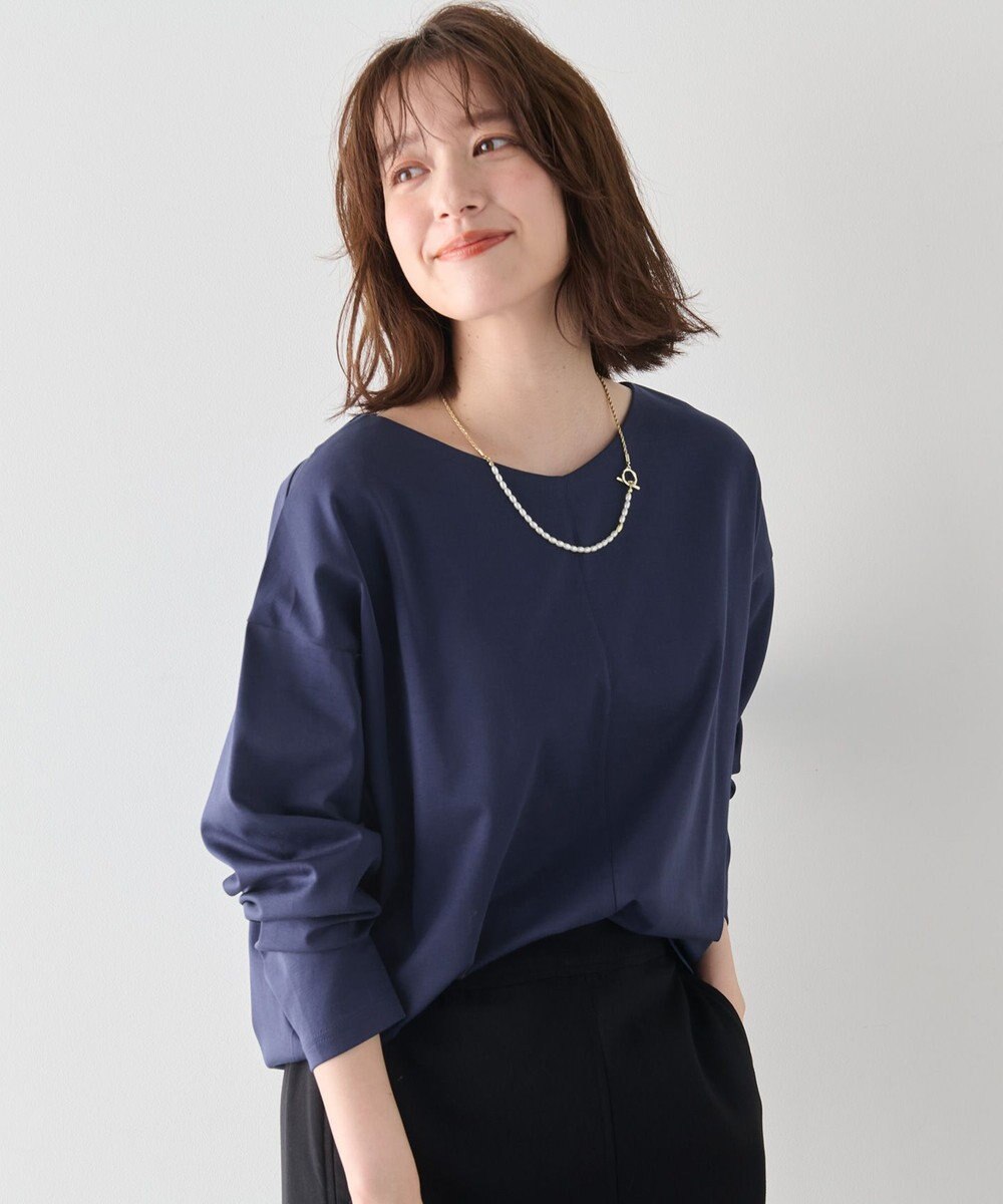 ANY 【洗濯機可】ジョーゼット裏起毛Vネックプルオーバー 