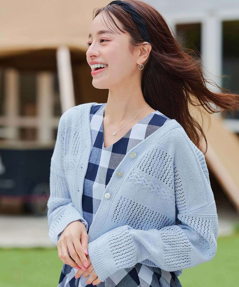 Tiaclasse 【洗える】クロシェニットカーディガン カーディガン 