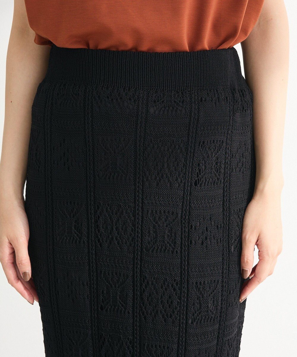 Green Parks 透かし柄ニットレースＩラインスカート 