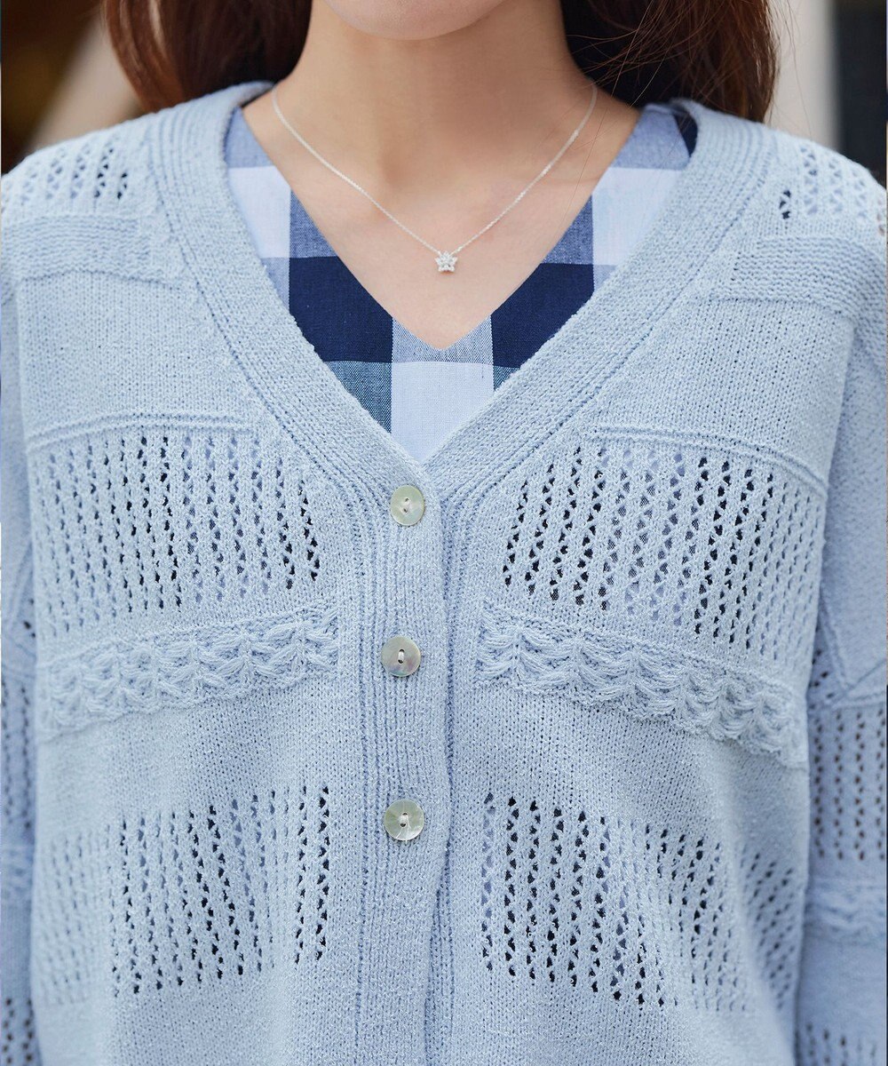 Tiaclasse 【洗える】クロシェニットカーディガン カーディガン 