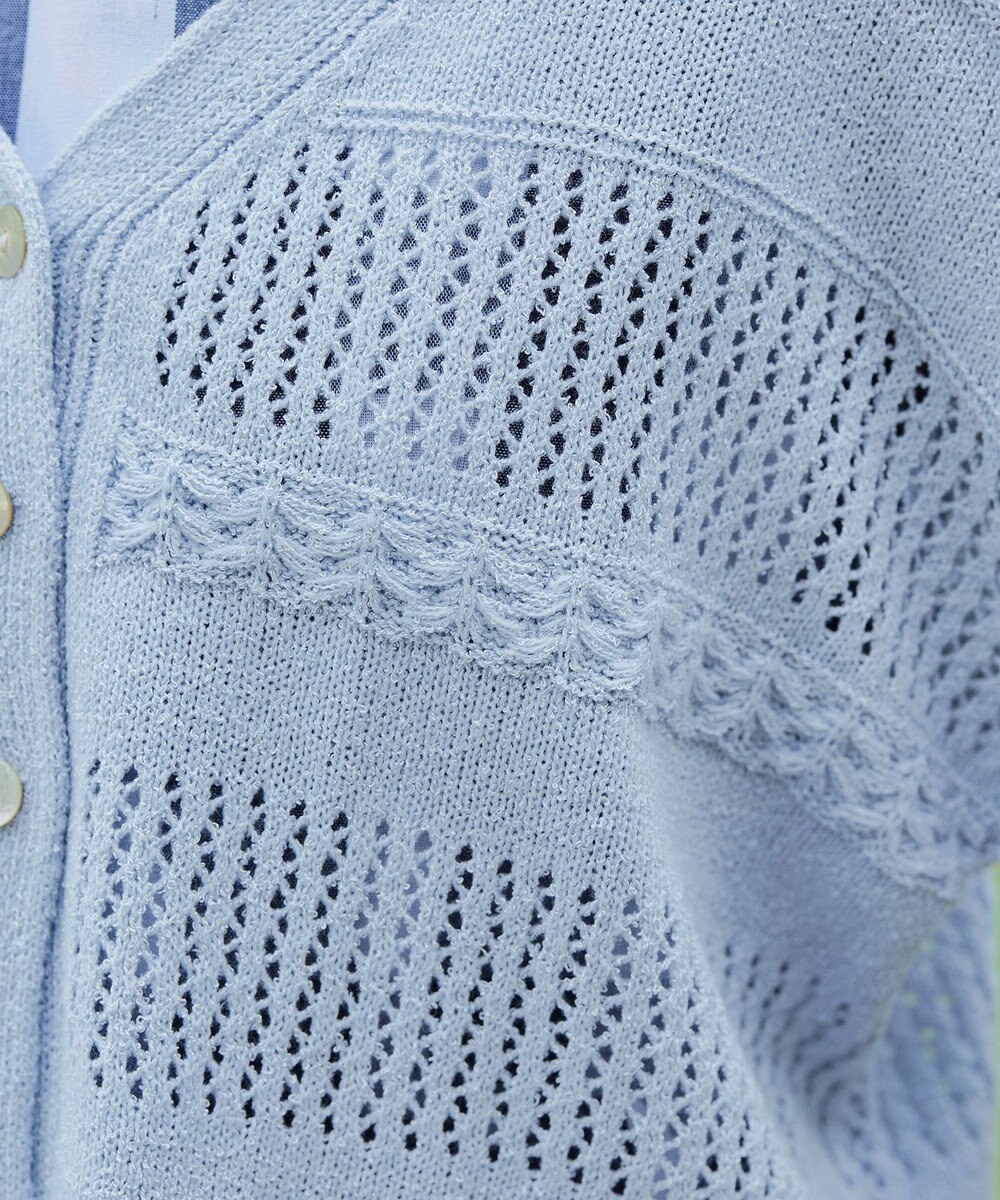 Tiaclasse 【洗える】クロシェニットカーディガン カーディガン 