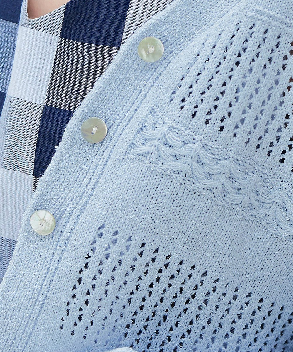 Tiaclasse 【洗える】クロシェニットカーディガン カーディガン 