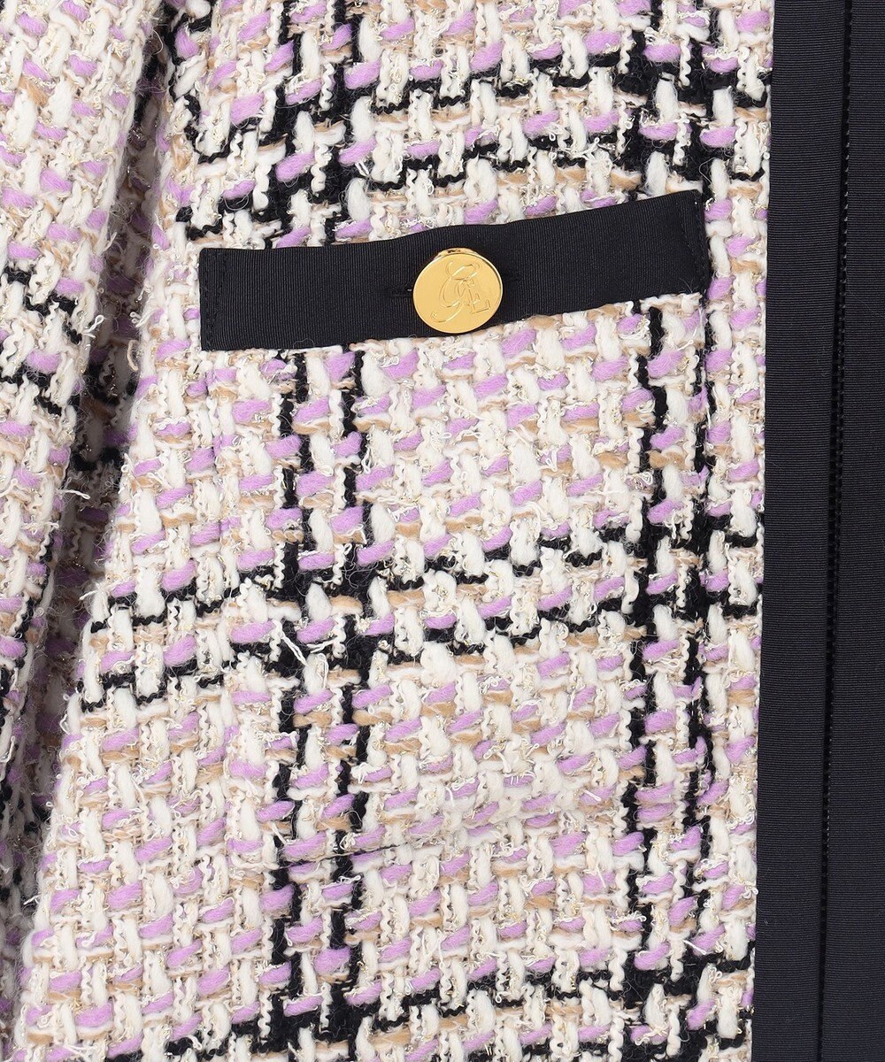 GRACE CONTINENTAL ツイードフーディーコート 