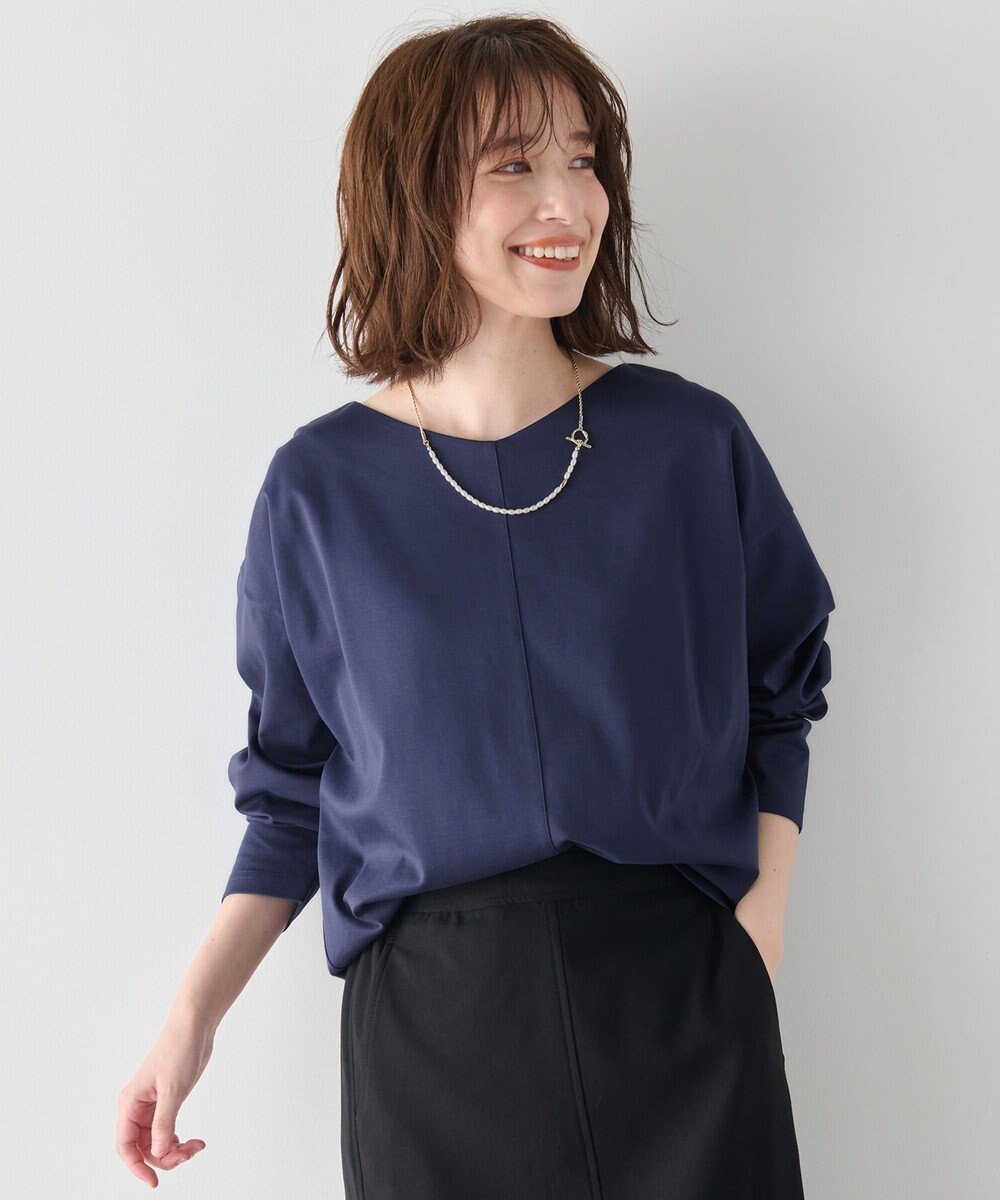 ANY 【洗濯機可】ジョーゼット裏起毛Vネックプルオーバー 