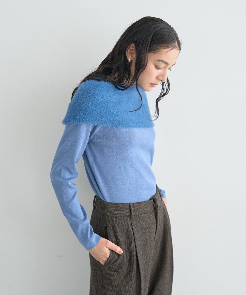 YECCA VECCA ファーMIXオフショルニット 