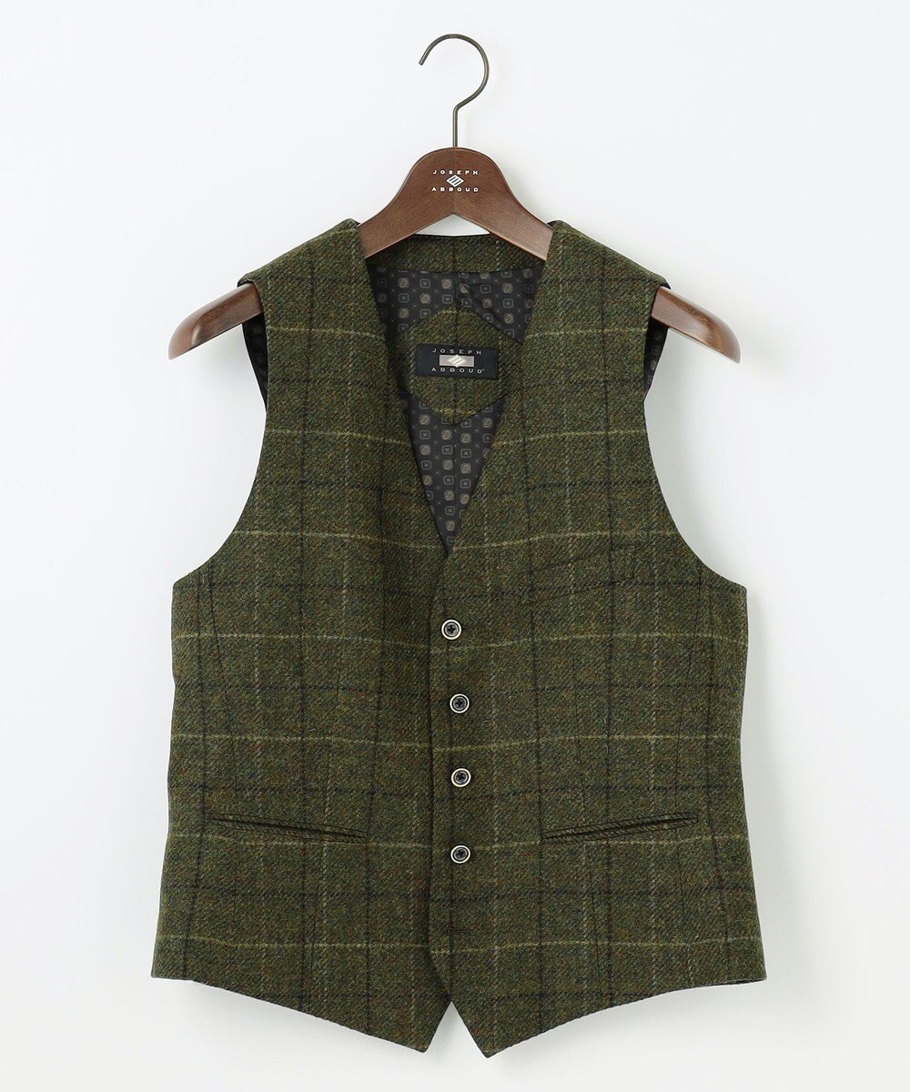 JOSEPH ABBOUD 【ツィード/UKファブリック】ツイード  ウィンドーペン ベスト 