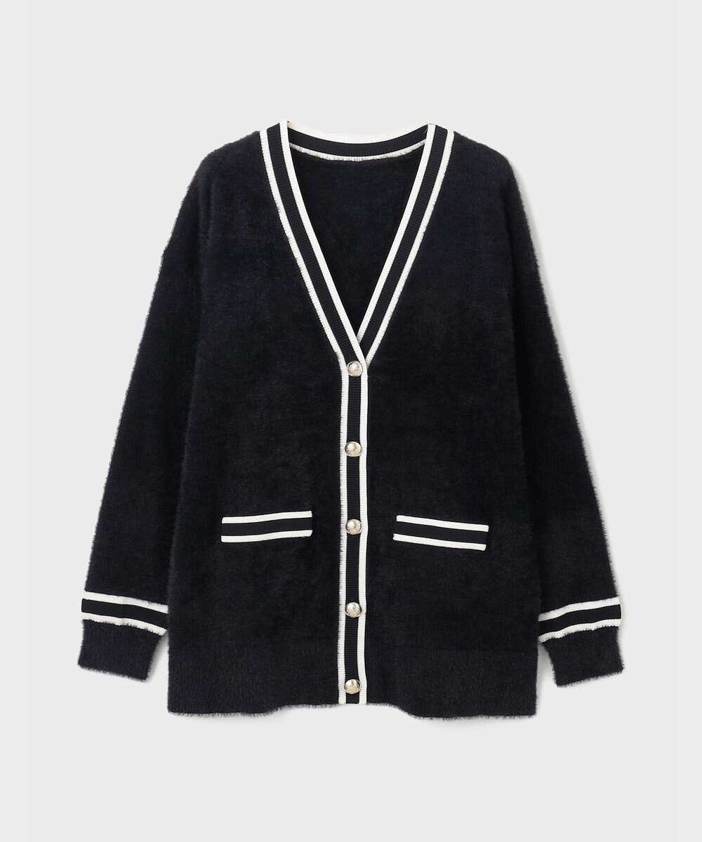 GRACE CONTINENTAL シャギーバイカラーニットカーディガン 